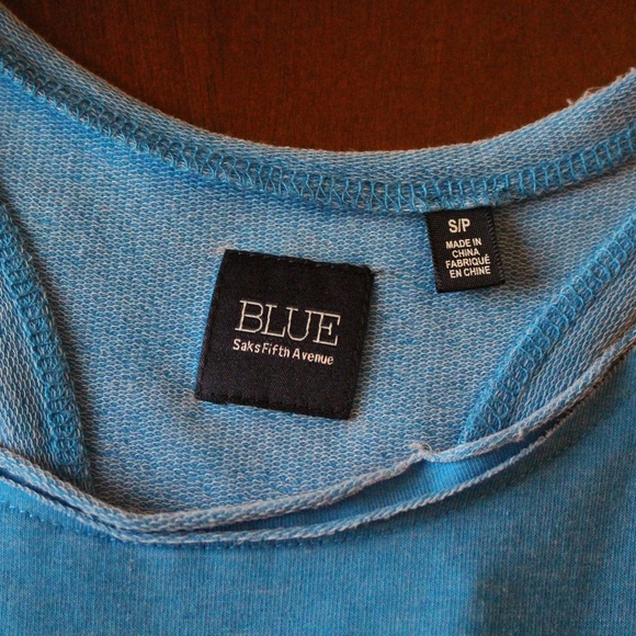 Saks Fifth Avenue BLUE Tank Top S Cut Off Look EUC - Picture 7 of 8